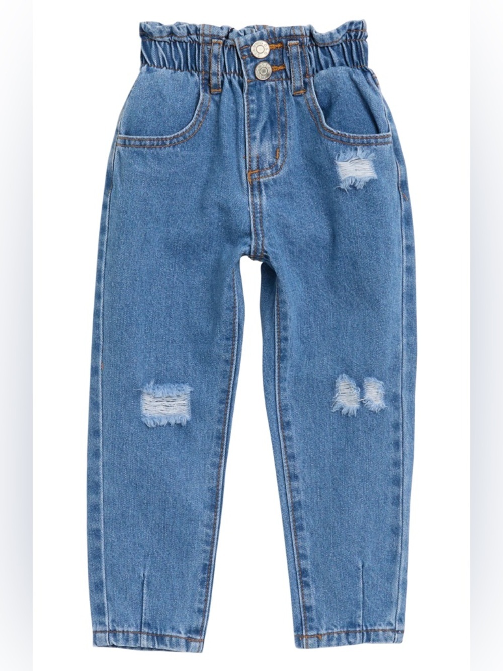 Gogo Star Kids' Paperbag Elastic Waist Distressed Jeans Size 4T LIKE NEW